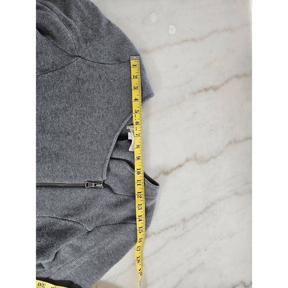 LOFT Bomber Jacket Womens Large Gray Tweed Full Zip Lined Pockets - Picture 10 of 12